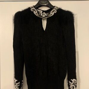 Black Sweater with Silver Embellishments